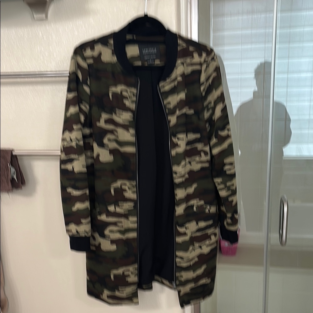Trendy Camouflage Open Front Jacket